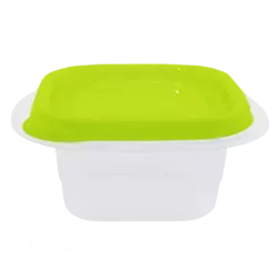 Контейнер (емкость) для пищевых продуктов "Омега" квадратный - 0,45л Прозрачный/Оливковый