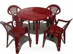 Набор пластиковой мебели для сада, дома и кафе стол Круг и стулья Луч